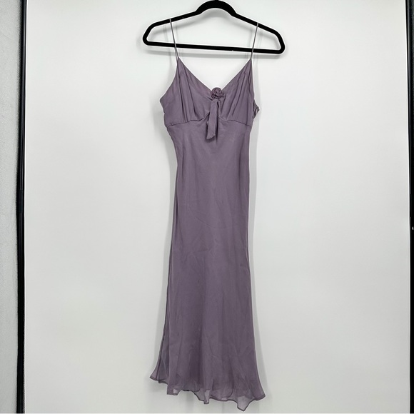 Y2K Vintage Max And Cleo Purple Cami Slip Midi Floral Rose Dress Size XS - Picture 1 of 4